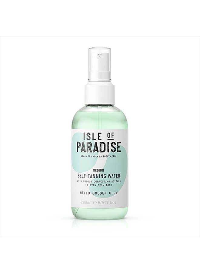 Self Tanning Water, Medium (Golden Glow) - Color Correcting and Red Cancelling Self Tan Spray, Vegan and Cruelty Free, 6.76 Fl Oz