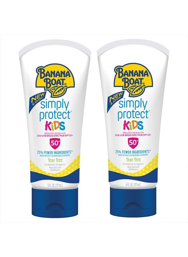Kids 100% Mineral, Tear-Free, Broad Spectrum Sunscreen Lotion, SPF 50, 6oz, Twin Pack