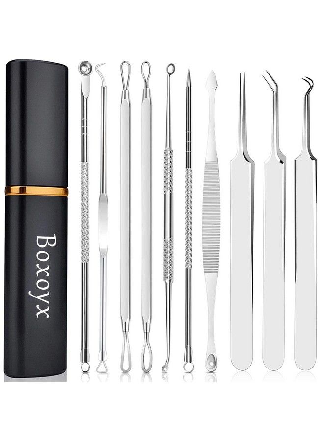 [Latest]Blackhead Remover Tool Boxoyx 10 Pcs Professional Pimple Comedone Extractor Popper Tool Acne Removal Kit Treatment For Pimples Blackheads Zit Removing Foreheadfacial And Nose(Silver)