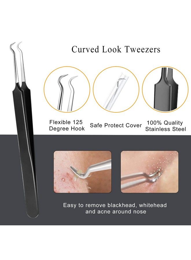 Pimple Popper Tool Kit 6Pcs Blackhead Remover Comedone Extractor Tool Kit With Metal Case For Quick And Easy Removal Of Pimples Blackheads Zit Removing Forehead Facial And Nose (Black)