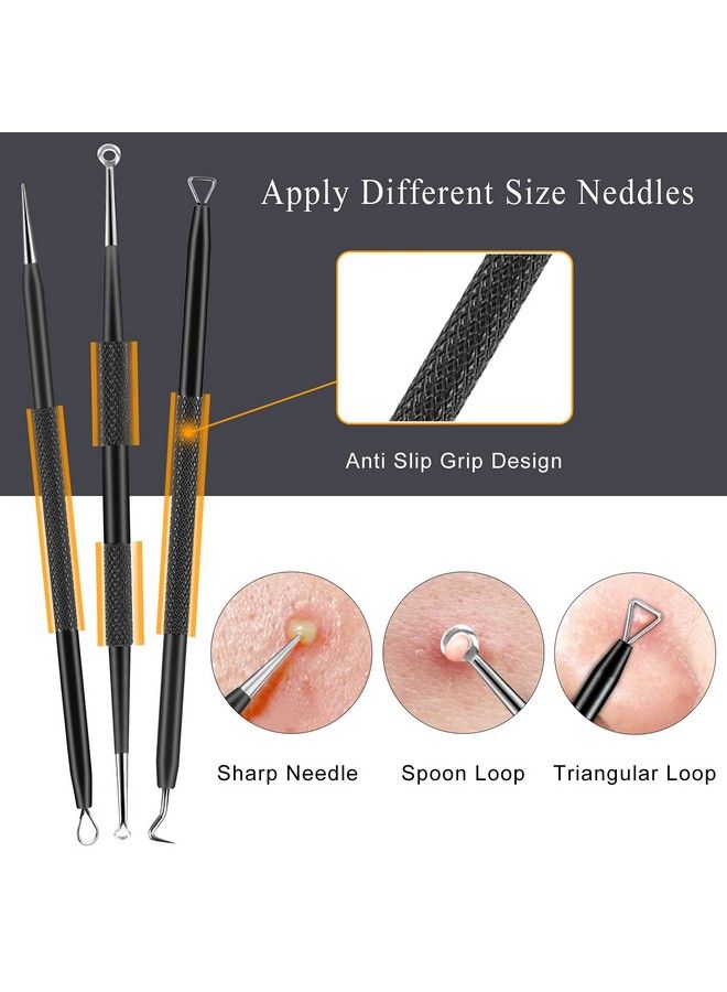 Pimple Popper Tool Kit 6Pcs Blackhead Remover Comedone Extractor Tool Kit With Metal Case For Quick And Easy Removal Of Pimples Blackheads Zit Removing Forehead Facial And Nose (Black)