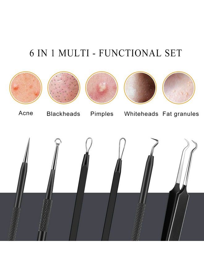 Pimple Popper Tool Kit 6Pcs Blackhead Remover Comedone Extractor Tool Kit With Metal Case For Quick And Easy Removal Of Pimples Blackheads Zit Removing Forehead Facial And Nose (Black)