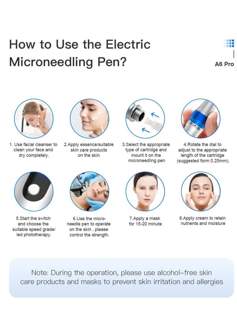 Professional Microneedling Pen, Ultima 2*12 Pin, 2*24 Pin, 2*36 Pin, A6 PRO Derma Pen