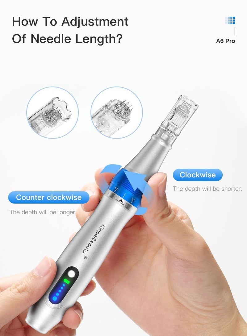 Professional Microneedling Pen, Ultima 2*12 Pin, 2*24 Pin, 2*36 Pin, A6 PRO Derma Pen