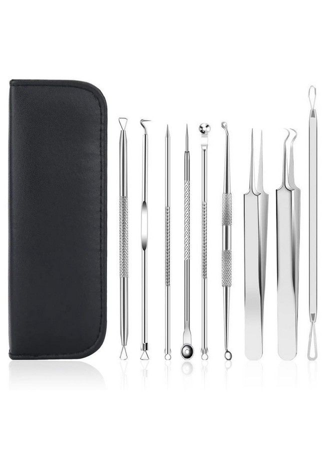 9Pcs Blackhead Remover Tools Stainless Steel Blackhead Pimple Blemish Extractor/Remover Tool With Tweezers Professional Acne Remove Tools