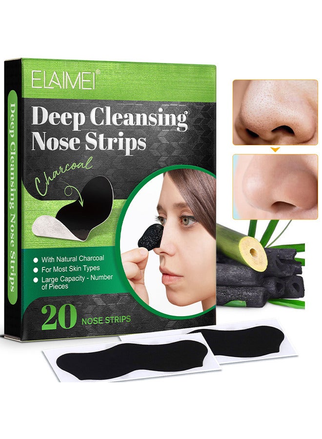 20PCS Blackhead Pore Strips, Deep Charcoal Pore Cleansing Strips, Nose Blackhead Remover Strips, Effective Control Of Oily Skin, Blackhead Cleansing Nose Strips, Blackhead Remover For Most Skin Types