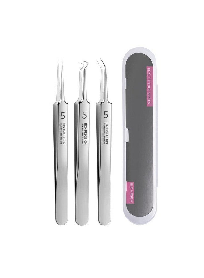 Professional Facial Blackhead Remover Tweezersextractor Acne Removal Kit Pimple Popper Tool Clip For Whiteheads Acne Clip Ingrown Hairs Tweezers Blackheads Remover Extractor Stainless Steel