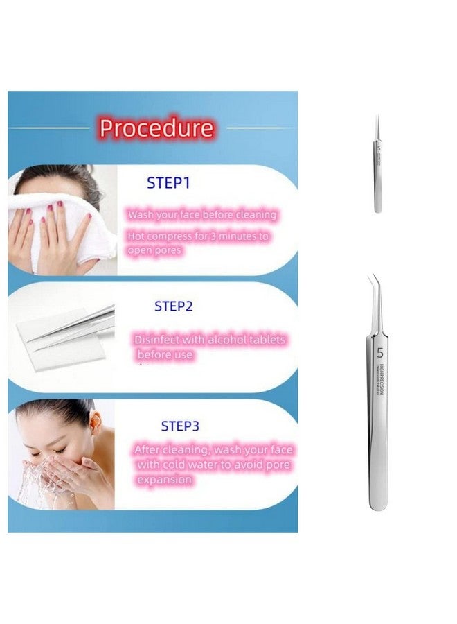 Professional Facial Blackhead Remover Tweezersextractor Acne Removal Kit Pimple Popper Tool Clip For Whiteheads Acne Clip Ingrown Hairs Tweezers Blackheads Remover Extractor Stainless Steel