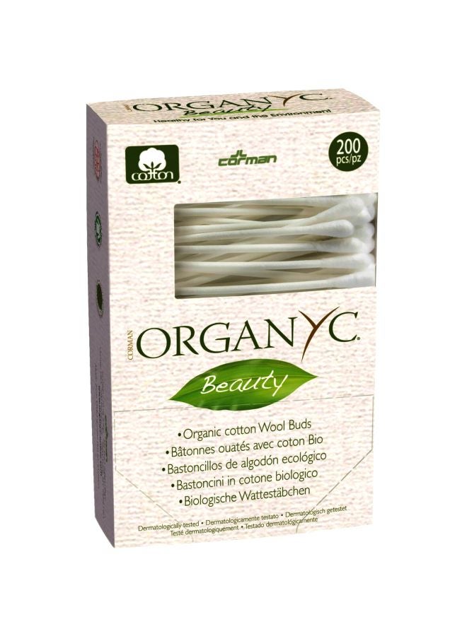 200-Piece Beauty Organic Cotton Wool Buds White