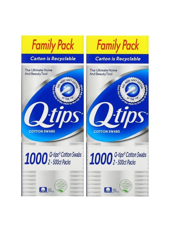 Q-tips, Cotton Swabs, Family Pack, 2 Pack, 500 Swabs Each