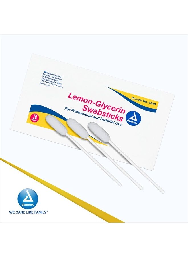 Lemon-Glycerin Swabsticks, Pleasant Tasting Cotton Swabs That Gently Soothes and Refreshes Dry Mouth, 3 Oral Swabsticks per Packet, 1 Box of 75 Lemon-Glycerin Swabsticks