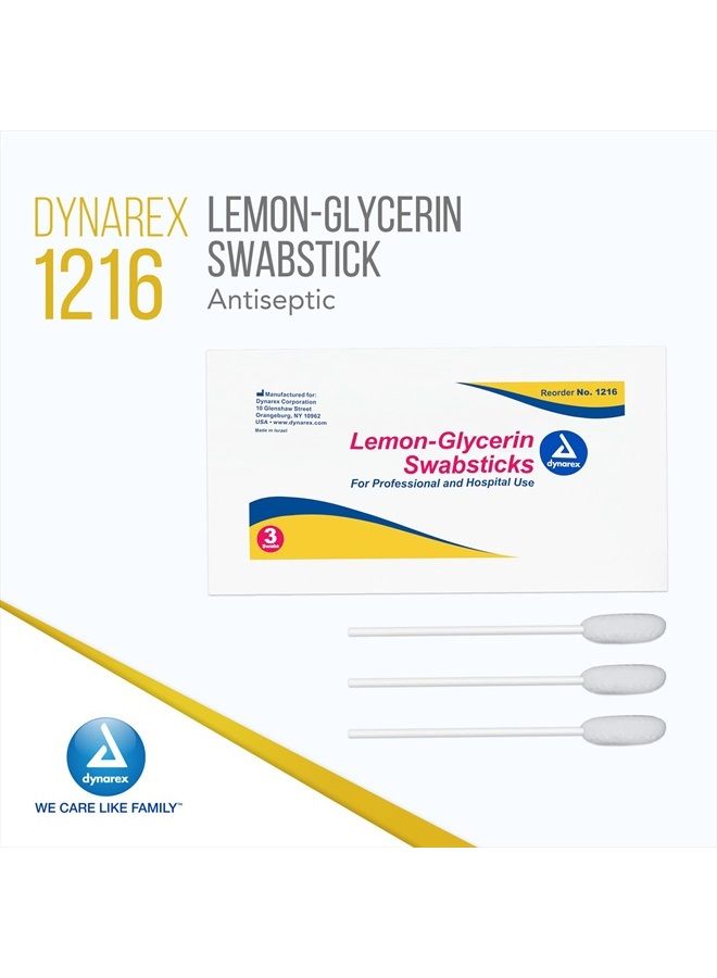 Lemon-Glycerin Swabsticks, Pleasant Tasting Cotton Swabs That Gently Soothes and Refreshes Dry Mouth, 3 Oral Swabsticks per Packet, 1 Box of 75 Lemon-Glycerin Swabsticks