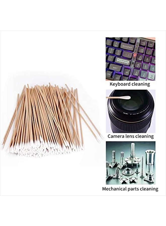 200 PCS Long Wooden Cotton Swabs, Cleaning Cotton Sticks with Wood Handle for Oil Makeup Gun Applicators, Eye Ears Eyeshadow Brush and Remover Tool, Cutips Buds for Baby and Home Accessories