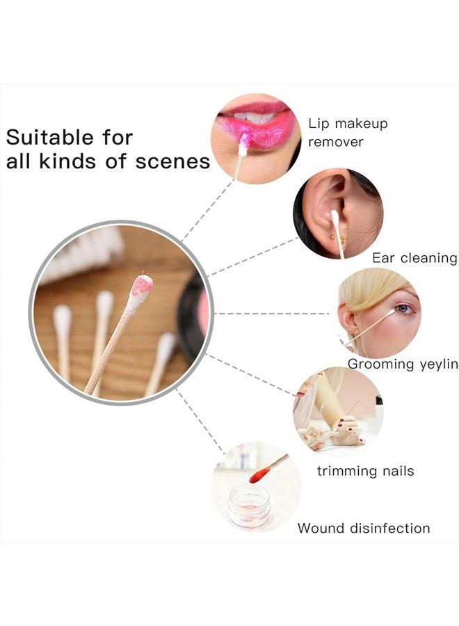 200 PCS Long Wooden Cotton Swabs, Cleaning Cotton Sticks with Wood Handle for Oil Makeup Gun Applicators, Eye Ears Eyeshadow Brush and Remover Tool, Cutips Buds for Baby and Home Accessories