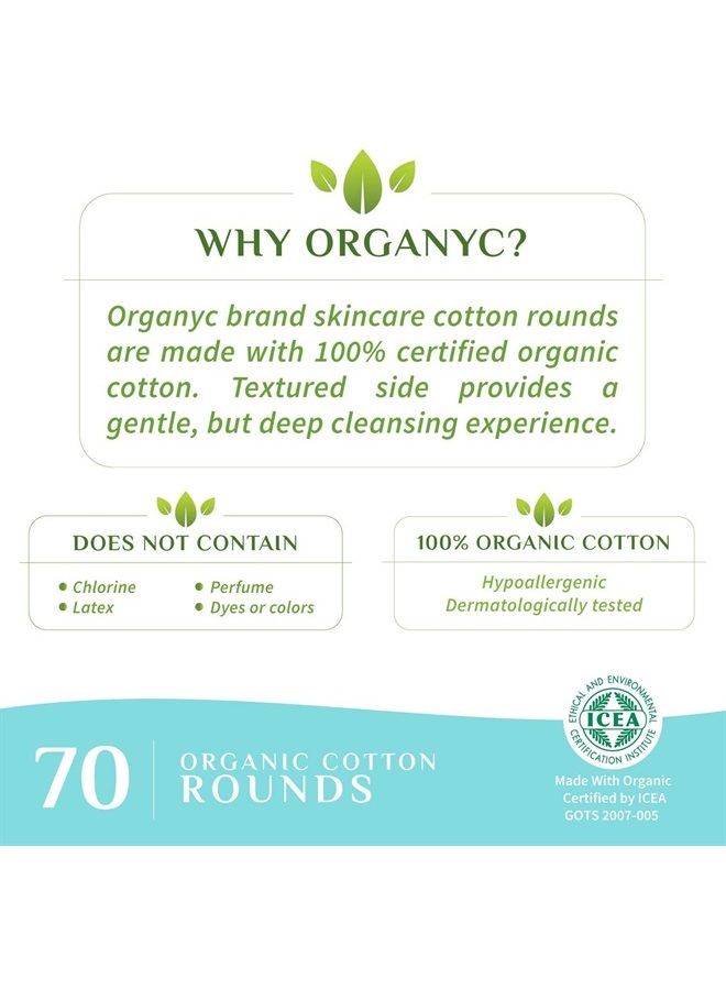 100% Certified Organic Cotton Rounds - Biodegradable Cotton, Chemical Free, for Sensitive Skin (210 Count) - Daily Cosmetics. Beauty and Personal Care