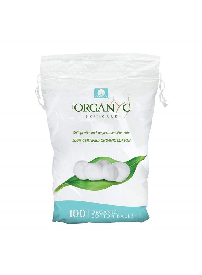 100% Organic Cotton Balls for Sensitive Skin, 100 Count