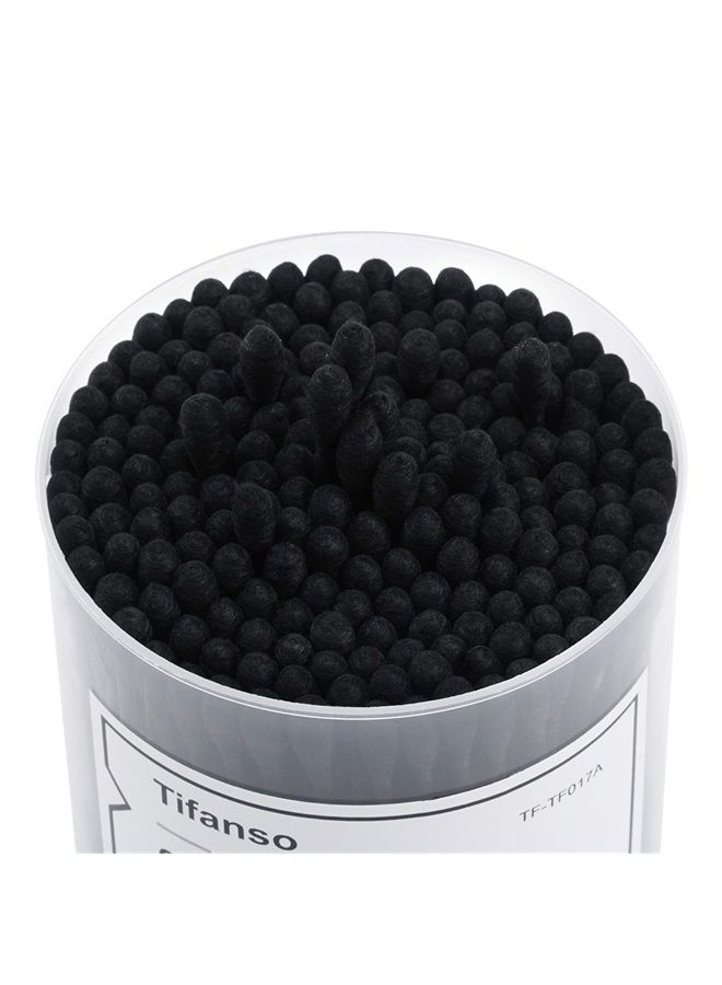 200 Count Black Cotton Swabs, Natural Black Double Tipped Cotton Buds, Cruelty-Free Ear Swabs, Chlorine-Free Hypoallergenic