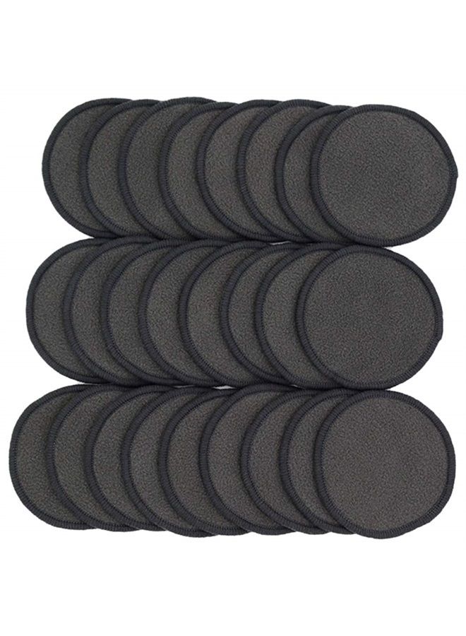 25 Pack Charcoal Bamboo Reusable Makeup Remover Pads - Bamboo Reusable Cotton Rounds for Toner, Washable Eco-Friendly Pads for All Skin Types with Cotton Laundry Bag