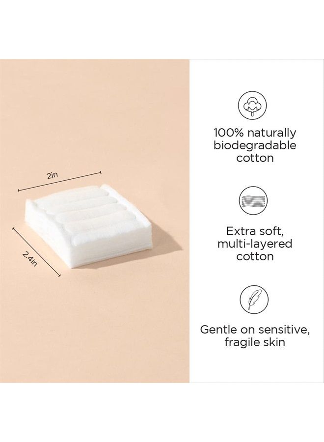 Cotton Squares – 100% Real Cotton – Soft, Gentle on Face, Use for Makeup and Nail Polish Removal, Beauty Applicator - 160 Count (Pack of 1)