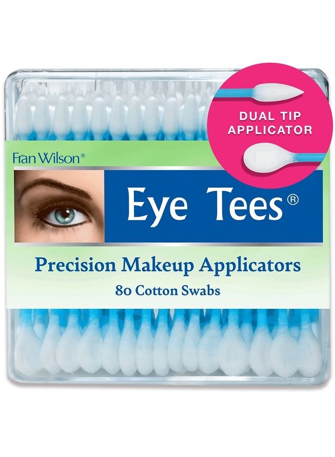 EYE TEES COTTON TIPS 80 Count - Precision Makeup Applicator, Double-sided Swabs with Pointed and Rounded Ends for Perfect Blending, Effective Cleaning and Precise Touch-ups