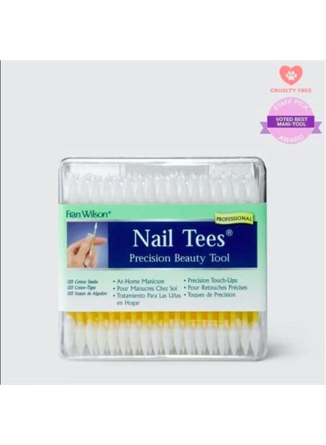 NAIL TEES COTTON TIPS 120 Count (3 PACK) - The Ultimate Nail Tool, Multi-Purpose Double-sided Swabs with Pointed Ends for Precise Touch-ups and the Perfect At-Home Manicure & Pedicure