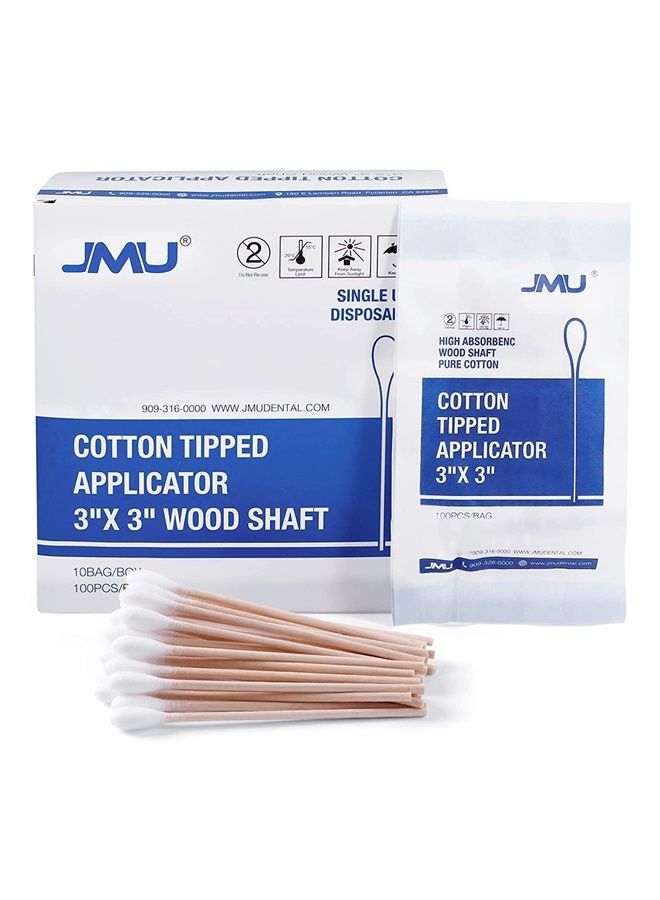 Medical Cotton Swabs, JMU Cotton Swabs with Wooden Sticks, 1000 Count