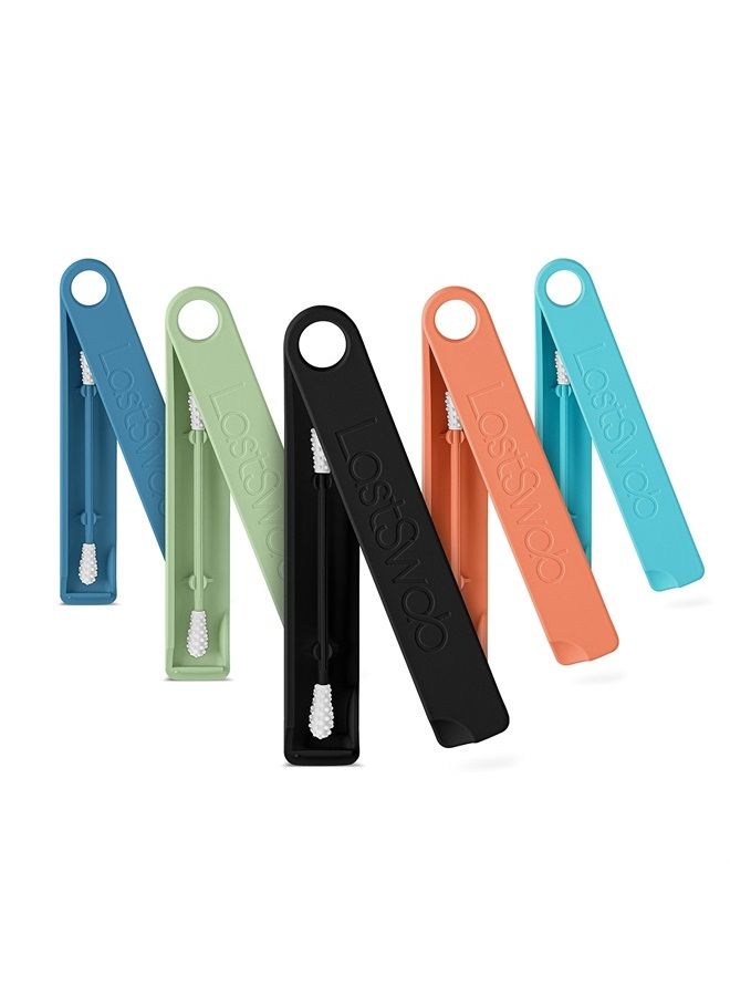 ® Reusable Cotton Swabs for Ear Cleaning - The Sustainable and Sanitary Alternative to Single-Use Q Tips - Zero Waste and Easy to Clean - Comes with a Convenient Travel Case Holder - Black