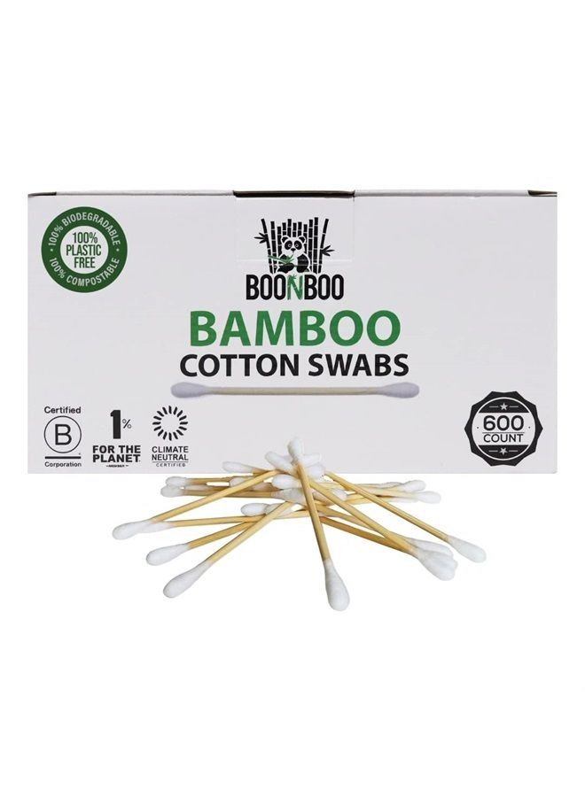 Cotton Swabs, Bamboo Wooden Buds, 600 Count