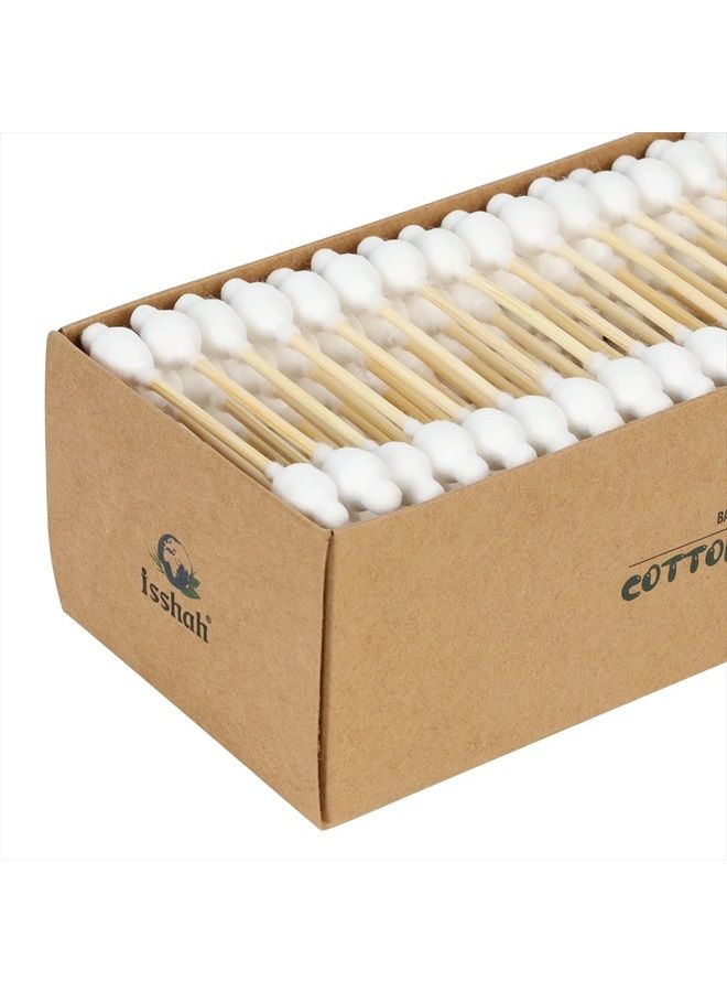 Baby Cotton Swabs - 108 Count - Bamboo Handle Cotton Tips, 100% Biodegradable, Gentle, Eco Friendly, Double Tips, Plastic Free Safety Baby Cotton Buds by Isshah