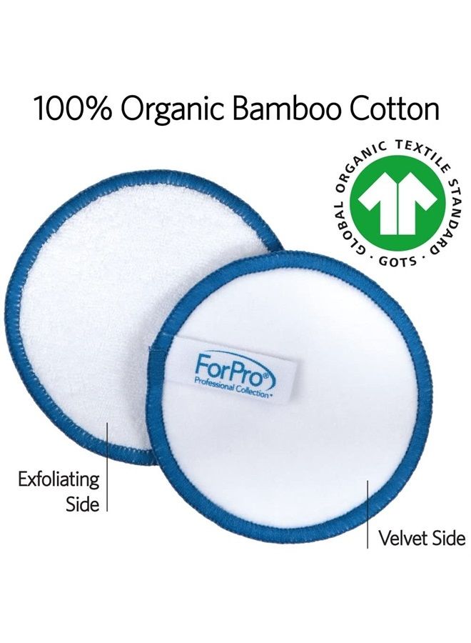 ForPro Expert Reusable Cotton Rounds (20 Pack), 100% Organic and Bamboo Makeup Remover Pads, Includes Drawstring Laundry Bag and Storage Container