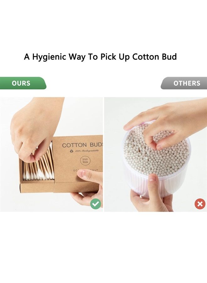 Bamboo Qtips Cotton Swabs With Wooden Sticks Q Tips For Ears Swabs 400 Count Organic Cotton Buds