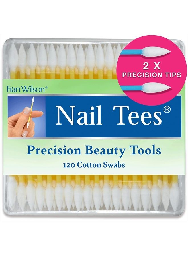 NAIL TEES COTTON TIPS 120 Count - The Ultimate Nail Tool, Multi-Purpose Double-sided Swabs with Pointed Ends for Precise Touch-ups and the Perfect At-Home Manicure & Pedicure