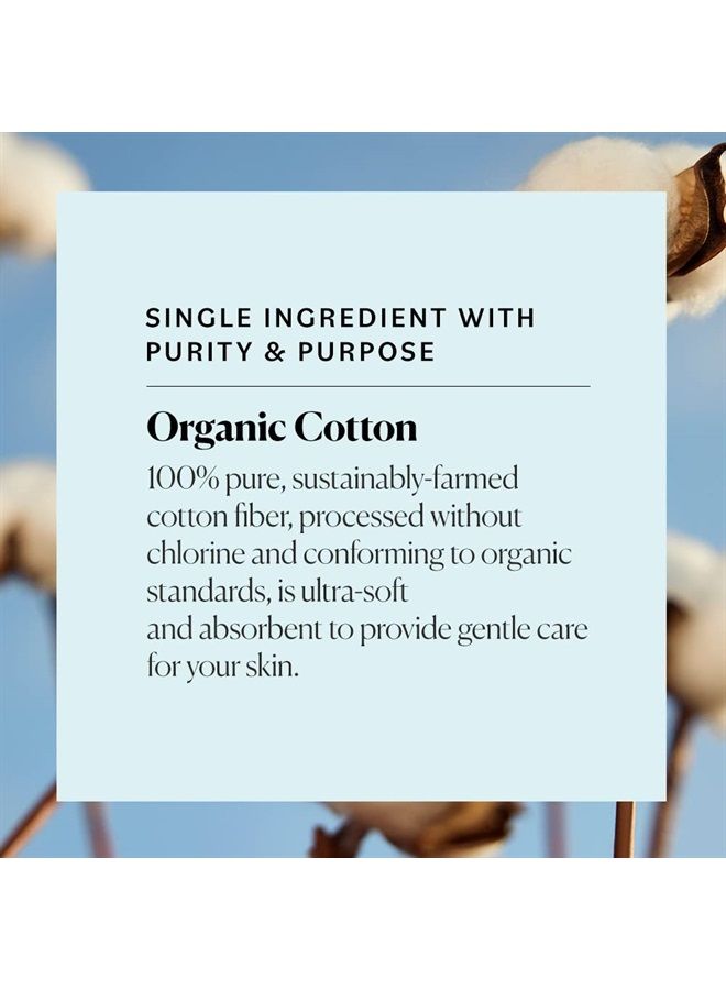 Organic Cotton Rounds for Sensitive Skin, 100% Pure GOTS Certified Organic for Beauty & Personal Care, 300 ct.