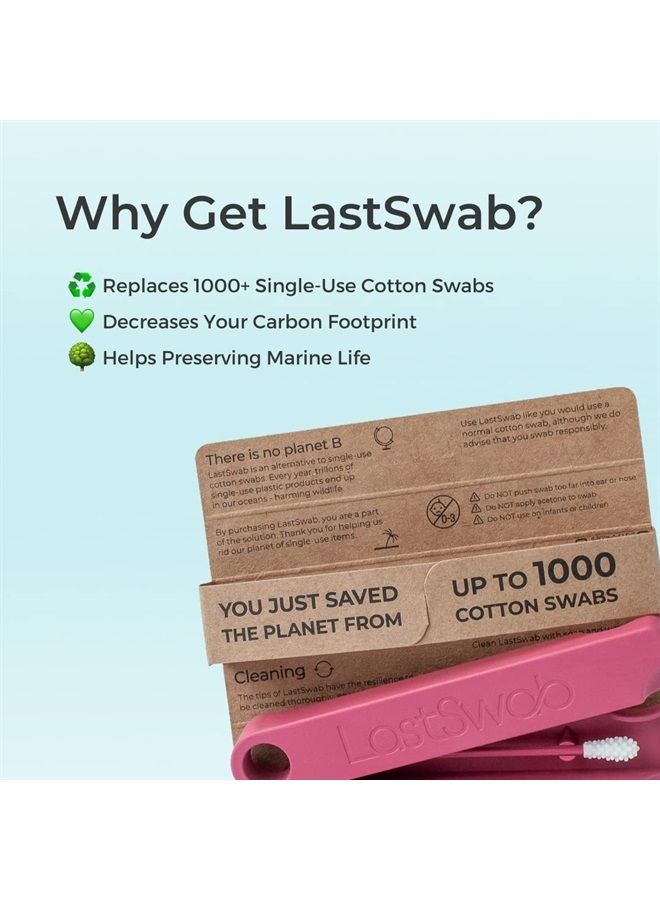 ® Reusable Cotton Swabs for Ear Cleaning - The Sustainable and Sanitary Alternative to Single-Use Q Tips - Zero Waste and Easy to Clean - Comes with a Convenient Travel Case Holder - Peach