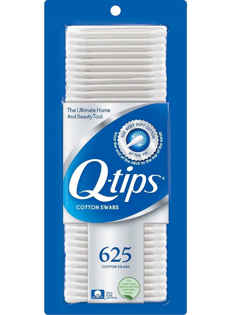 Q-tips Cotton Swabs For Hygiene and Beauty Care Original Cotton Swab Made With 100% Cotton 625 Count, WHITE