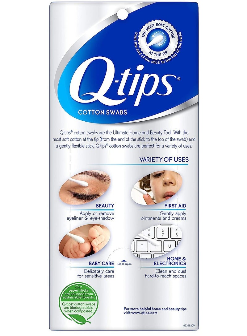 Q-tips Cotton Swabs For Hygiene and Beauty Care Original Cotton Swab Made With 100% Cotton 625 Count, WHITE