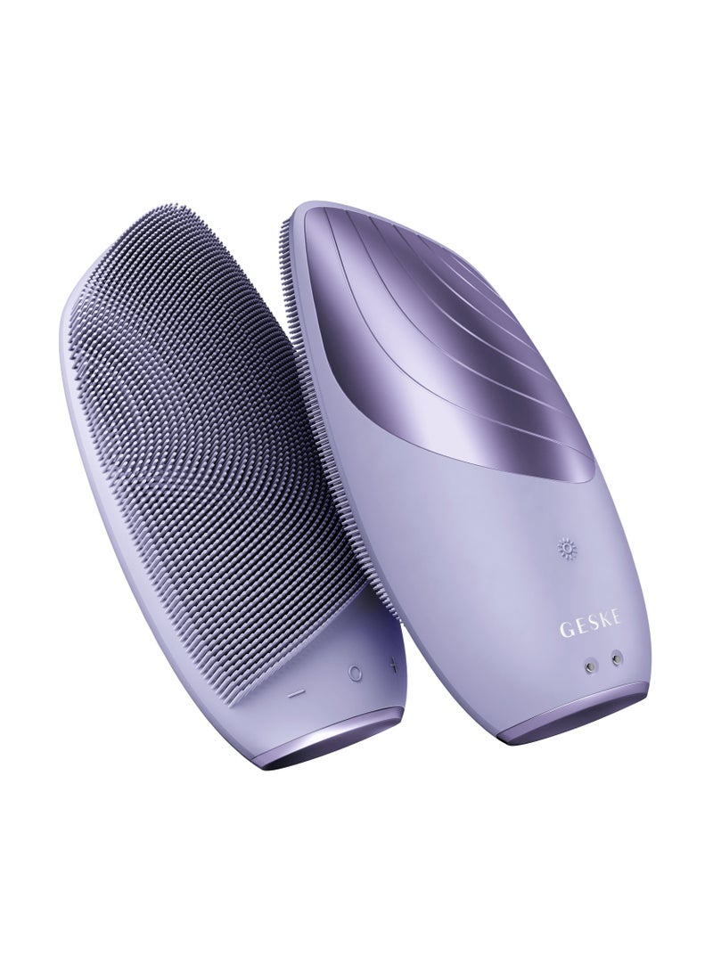 SmartAppGuided Sonic Thermo Facial Brush | 6 in 1 | Skin Cleansing | Cleansing Brush with Thermal Function | Facial Massager | Electric Facial Brush | Facial Cleansing Device - Purple