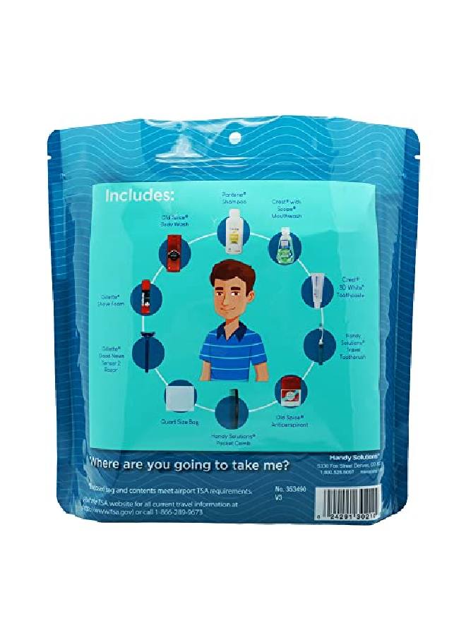 10 Piece Resealable Men'S Travel Kit