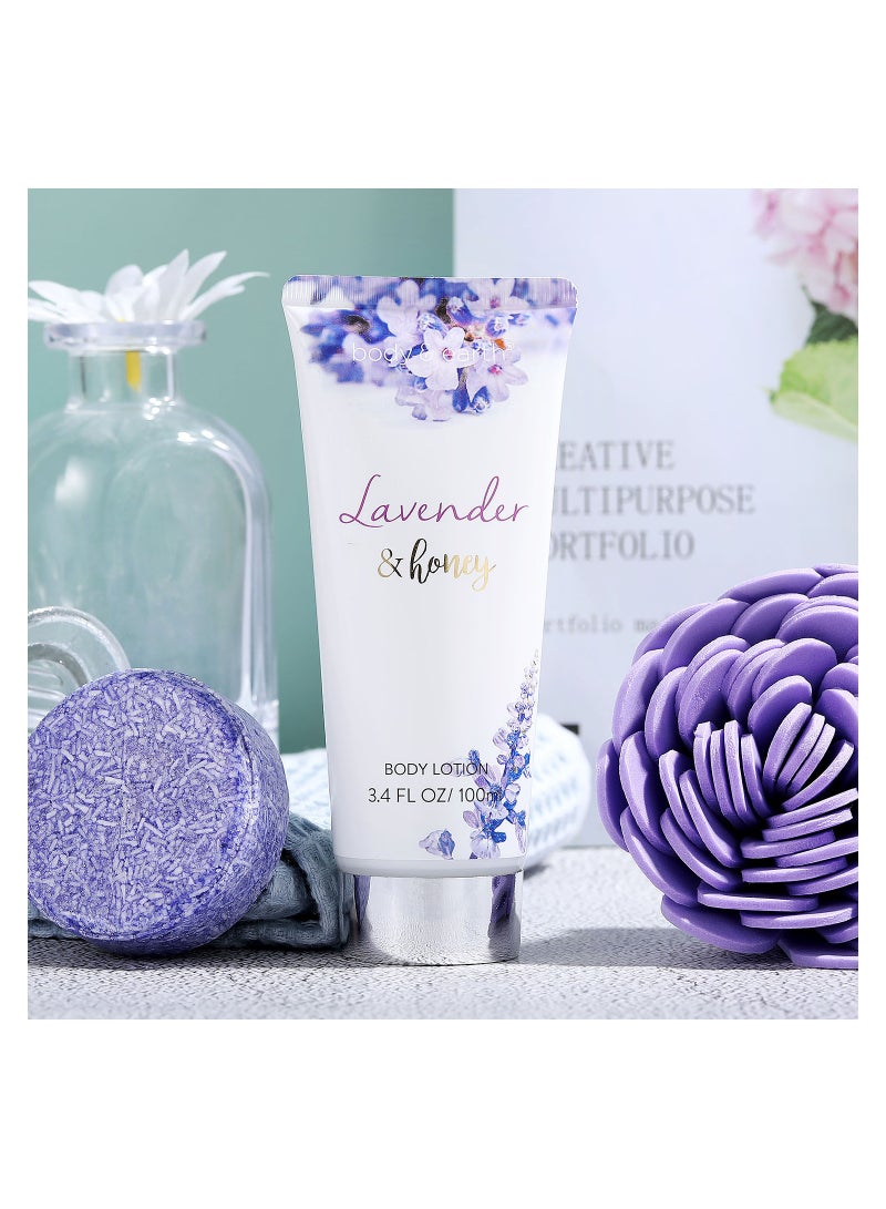 Body & Earth Gift Set for Women, Gift Baskets for Women, Women Bath Set Lavender Spa Baskets with Bubble Bath, Bath Salts, Body Lotion, Scented Candle, birthday gifts for Women, birthday gift Basket