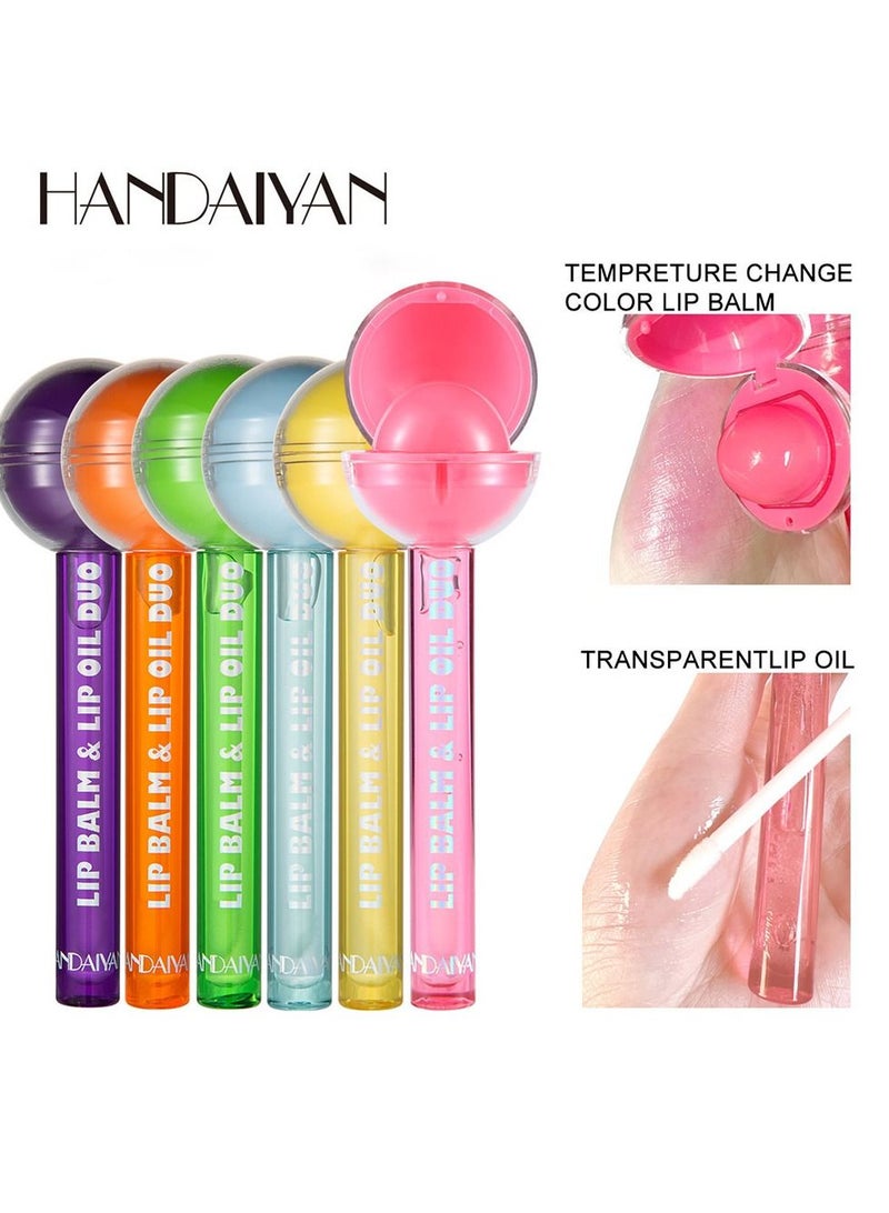 6 Piece 2 IN 1 Lip Balm and Lip Oil Duo