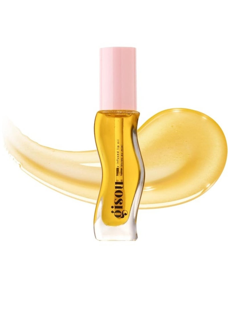 GISOU Honey Infused Lip Oil Honey Gold - Clear Golden Glow, Hydrating & Nourishing Lip Treatment (0.27 oz / 8 ml)