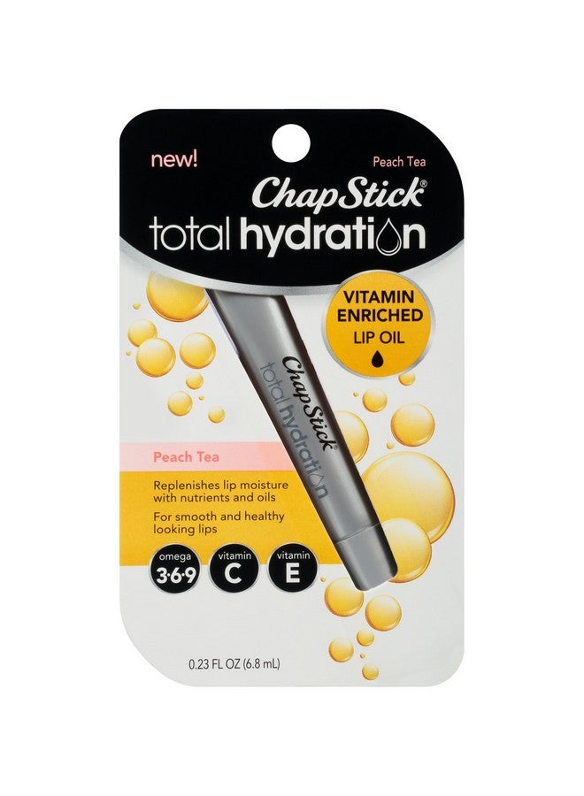 Total Hydration Vitamin Enriched Lip Oil Non Tinted Vitamin C Vitamin E Contains Omega 3 6 9 Peach Tea Flavor 0.23 Fl Oz (Pack Of 1)