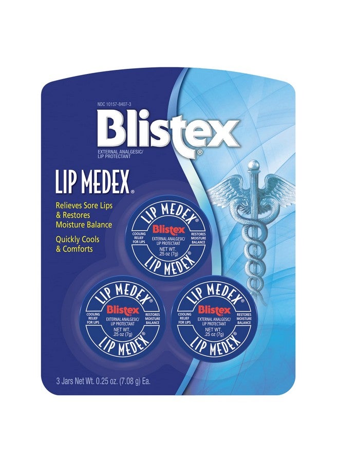 Lip Medex 0.25 Oz. 3Count Medicated Lip Balm & Cooling Lip Care Lip Moisturizer For Dry Cracked Lips Fast Relief For Sore Lips