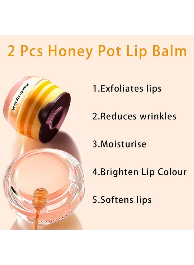 2Pcs Lip Mask Overnight Honey&Strawberry Moisturizing Day And Night Repair Sleeping Lip Balm Fade Lip Lines Bee Balm Hydrating &Prevention Dry And Crack Lip Scrubs Exfoliator (Honey & Strawberry)