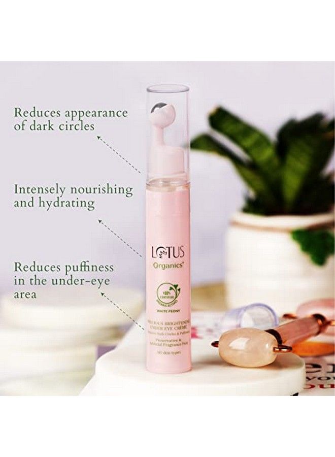 Precious Brightening Under Eye Cream ; With Cooling Massage Roller ; Reduces Puffiness & Dark Circles ; Preservative Free ; 15G