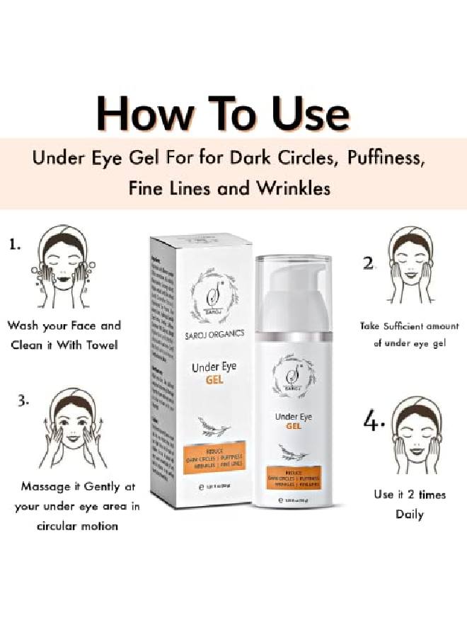 Organics Under eye gel 30gm for dark circles puffy eyes wrinkles and fine lines for women and men