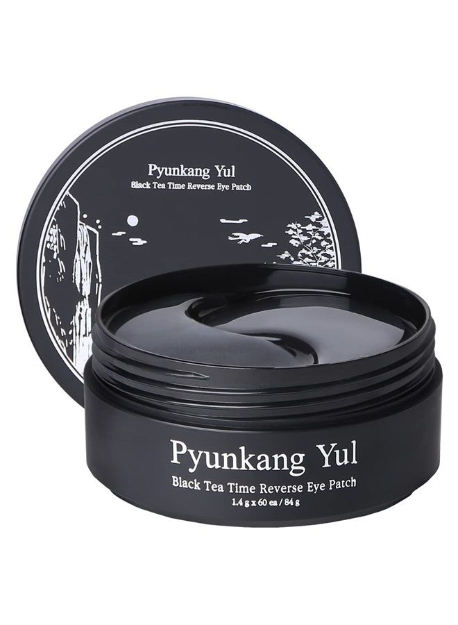 PYUNKANG YUL Black Tea Time Reverse Eye Patch - Reduces Puffy Eyes, Fine Lines, Under Eye Bags, Face Moisturizer, Revitalizer| Korean Eye Skin Care Gel Pads with Low-Molecular Collagen, Peptide, 1.4g