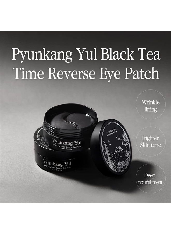 PYUNKANG YUL Black Tea Time Reverse Eye Patch - Reduces Puffy Eyes, Fine Lines, Under Eye Bags, Face Moisturizer, Revitalizer| Korean Eye Skin Care Gel Pads with Low-Molecular Collagen, Peptide, 1.4g