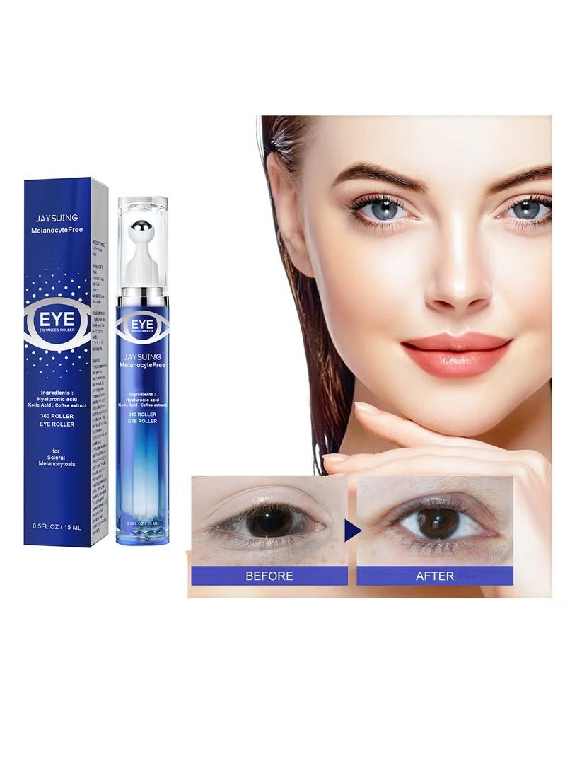 Eyes Enhance Roller 15ml, Anti-Aging Under Eye Roller Cream for Dark Circles Puffiness Wrinkles and Fine Lines, Eye Care Serum with 360°Massage Ball, Eye Bags Treatment for Men and Women