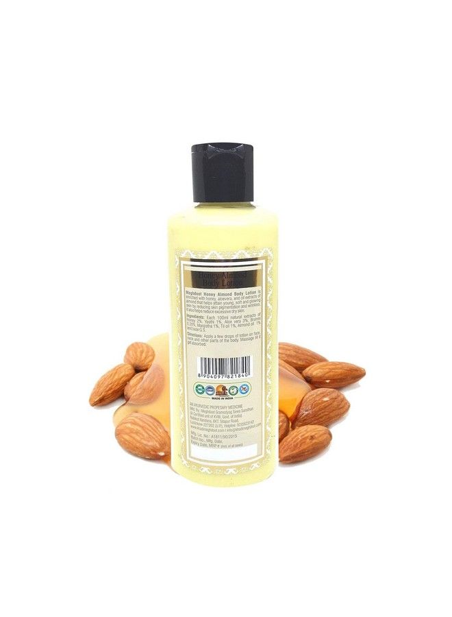 Natural Honey Almond Body Lotion 210Ml Enriched With Brahmi And Aloe Vera For Soft And Glowing Skin; Body Lotion For Dry Skin; Ayurvedic Lotion (Pack Of 2)